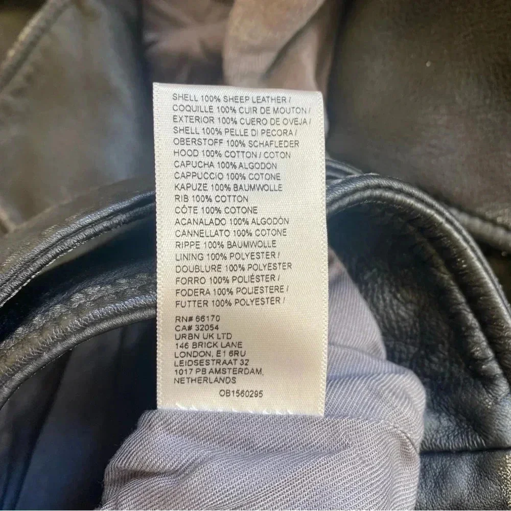 NWT Free People Leather Moto Jacket Hooded Black Gray We The Free